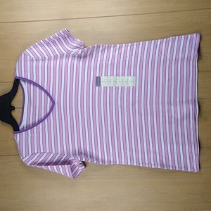 Laura Scott Purple & White Stripe Tee Shirt Size: L
